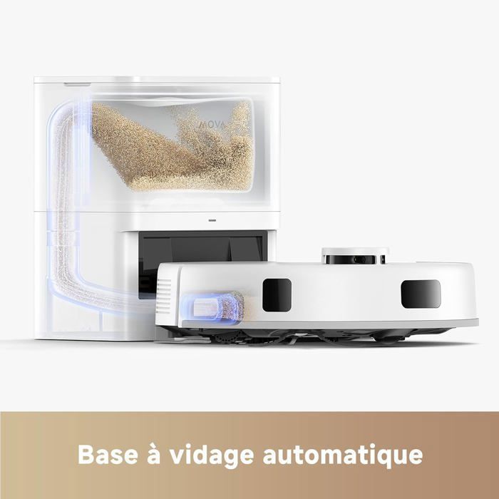 MOVA E20 Plus - Robot Aspirateur Laveur avec Vidage Automatique, Auto-vidangeable Pendant 90 Jours, 5000Pa