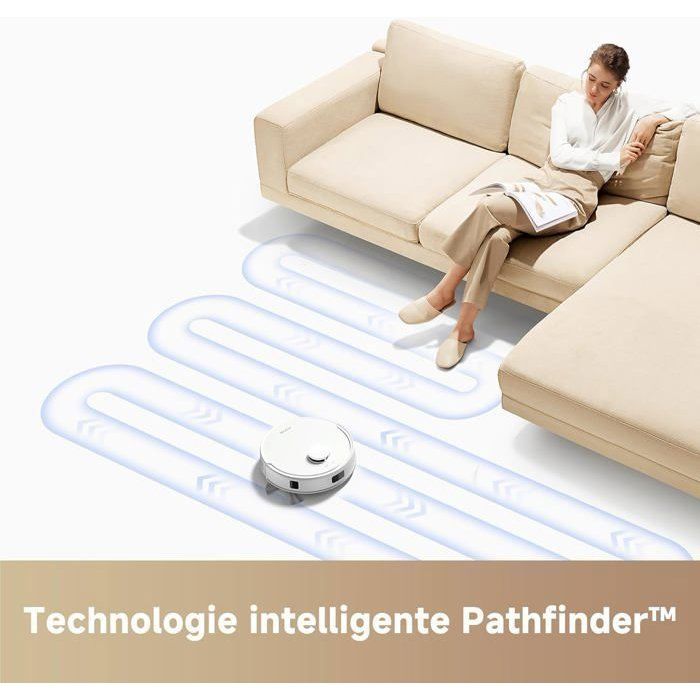 MOVA E20 Plus - Robot Aspirateur Laveur avec Vidage Automatique, Auto-vidangeable Pendant 90 Jours, 5000Pa