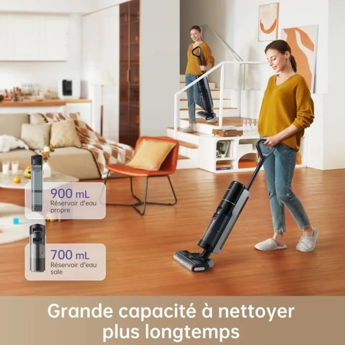 Dreame H12 Pro Aspirateur Balai Nettoyeur Intelligent Sec et Humide sans Fil, Autonettoyage Brosse, Écran LED, Réservoir Eau 900 ML