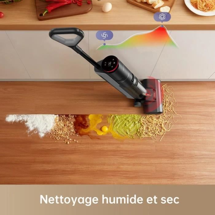 Dreame H12 Pro Aspirateur Balai Nettoyeur Intelligent Sec et Humide sans Fil, Autonettoyage Brosse, Écran LED, Réservoir Eau 900 ML