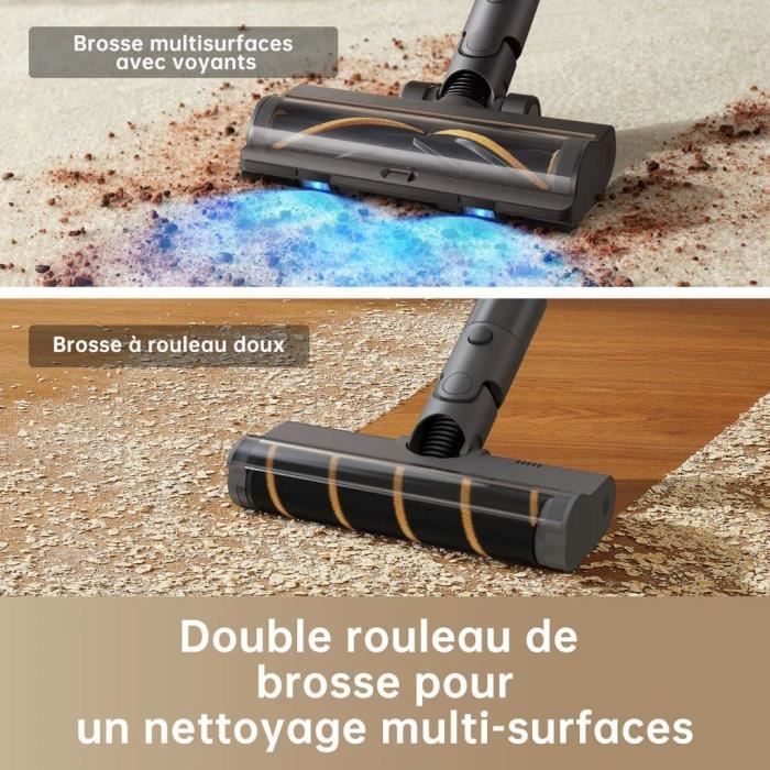 Aspirateur Balai sans Fil DREAME R20 - Puissant 190 AW - Autonomie 90min - Détection de saleté - Affichage LED - Lumieres Bleues