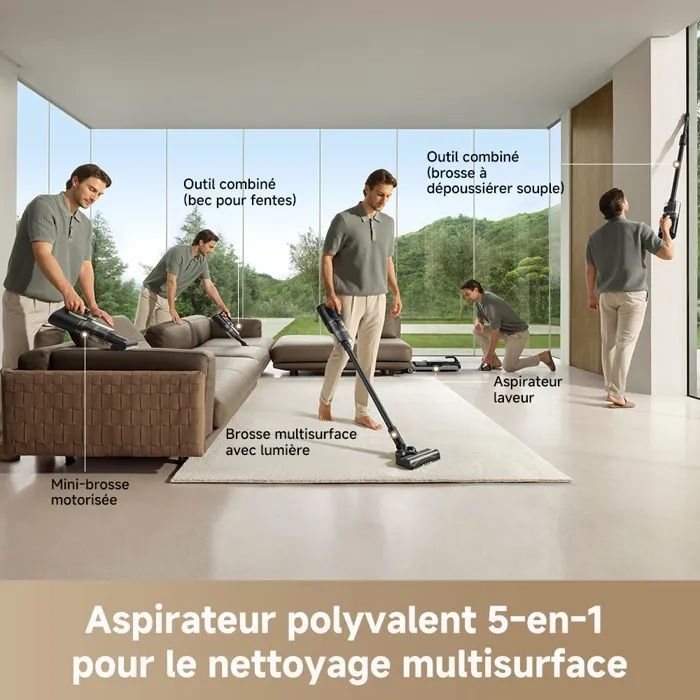 DREAME H14 Dual - Aspirateur Balai Laveur- 18k Pa - Aspirateur eau et poussieres - Fonctionnel multisurfaces 5-en-1