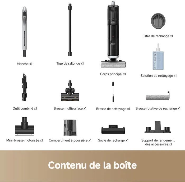 DREAME H14 Dual - Aspirateur Balai Laveur- 18k Pa - Aspirateur eau et poussieres - Fonctionnel multisurfaces 5-en-1