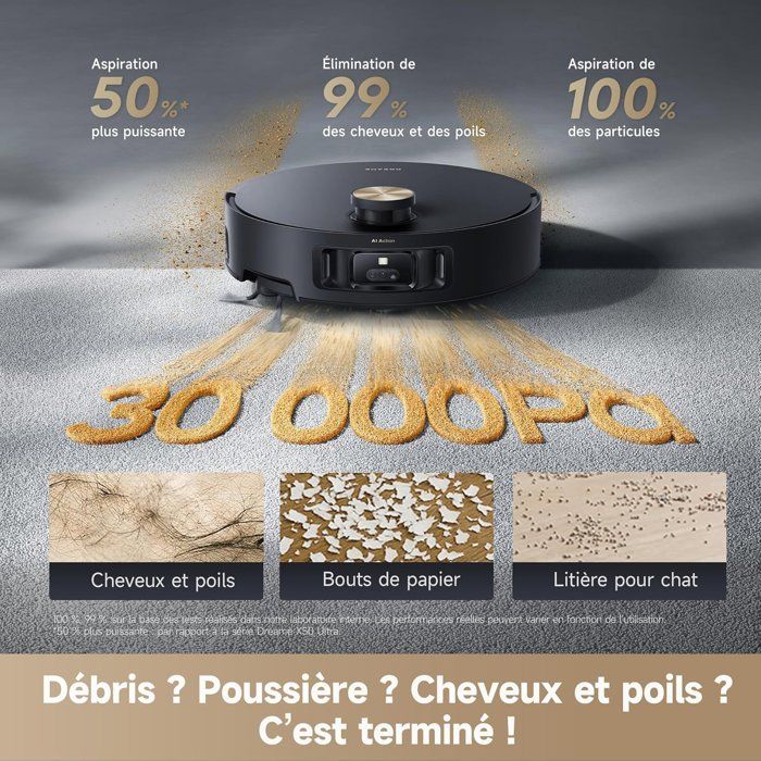 DREAME Aqua 10 Ultra Roller Complete - Robot Aspirateur Laveur - Nettoyage Automatique du Rouleau - 30 000 Pa -Évitement d'obstacles