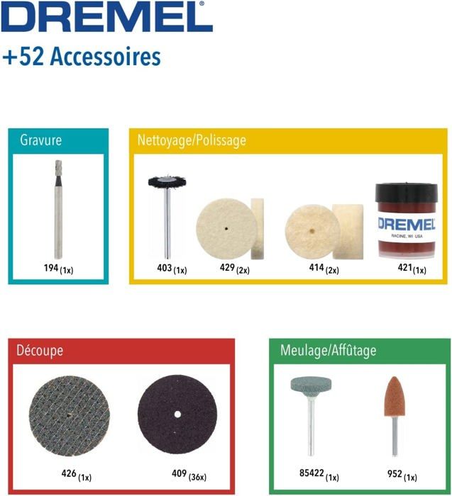 DREMEL Kit pour travaux généraux de 52 pieces 687