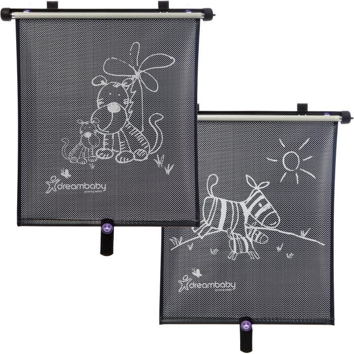 Store enrouleur de fenetre de voiture - DREAMBABY - Double face Zebra & Tigre Print - Réglable  2pcs