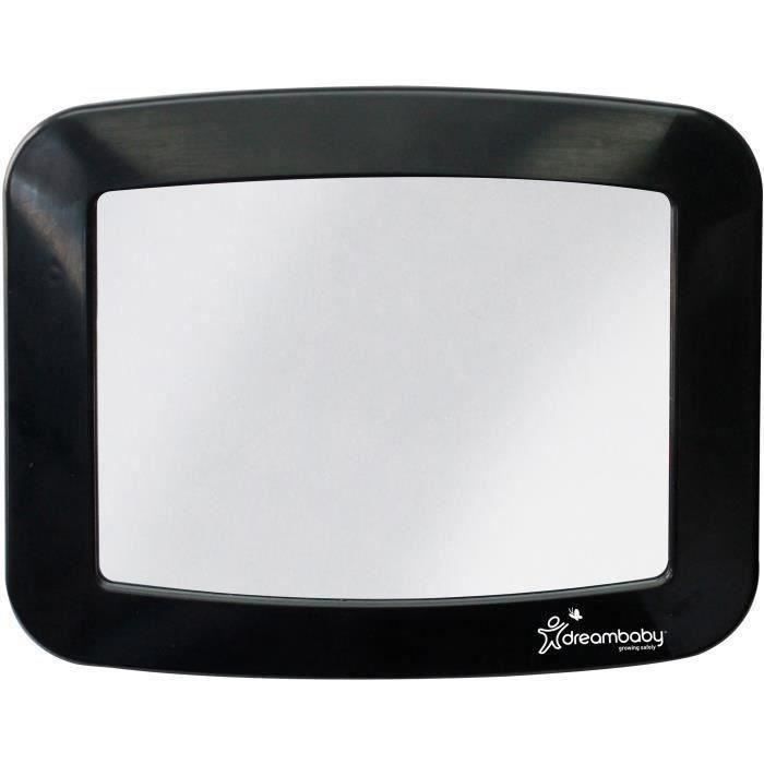 Grand miroir rétroviseur rectangulaire - DREAMBABY - Réglable pour siege arriere - 20 x 24 cm - Noir