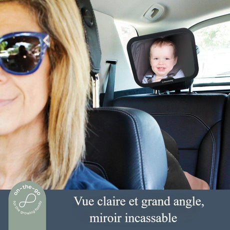 Grand miroir réglable - DREAMBABY - Pour siege arriere de bébé - Rectangulaire - Noir - 20 x 24 cm