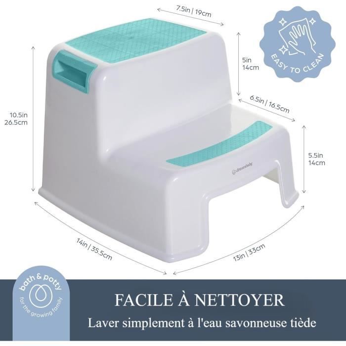 Tabouret marchepied - DREAMBABY - 2 UP - Antidérapant et texturé - Jusqu'a 80 kg pour les petits et les adultes - Aqua