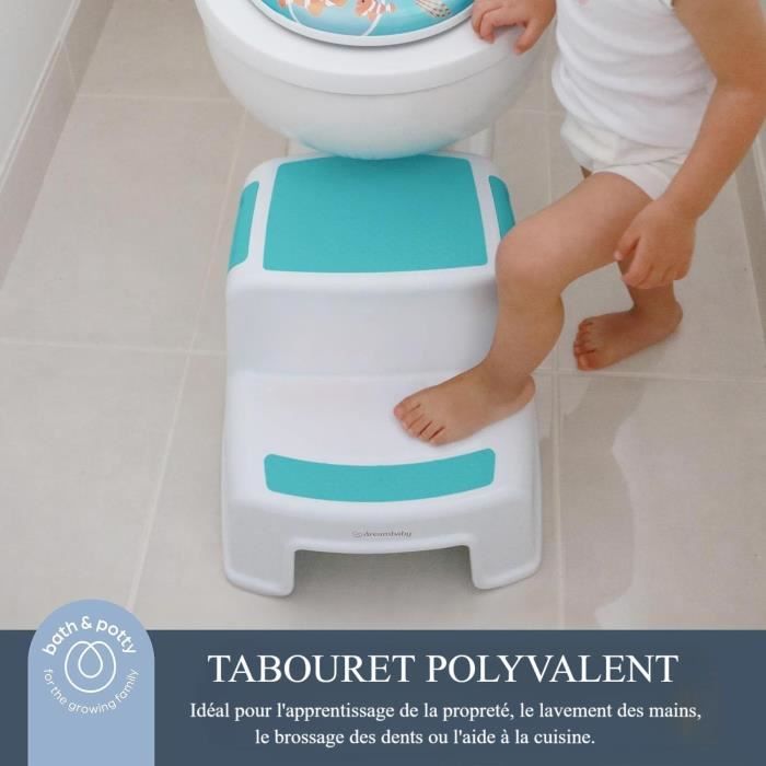 Tabouret marchepied - DREAMBABY - 2 UP - Antidérapant et texturé - Jusqu'a 80 kg pour les petits et les adultes - Aqua