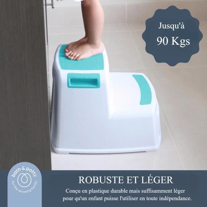 Tabouret marchepied - DREAMBABY - 2 UP - Antidérapant et texturé - Jusqu'a 80 kg pour les petits et les adultes - Aqua