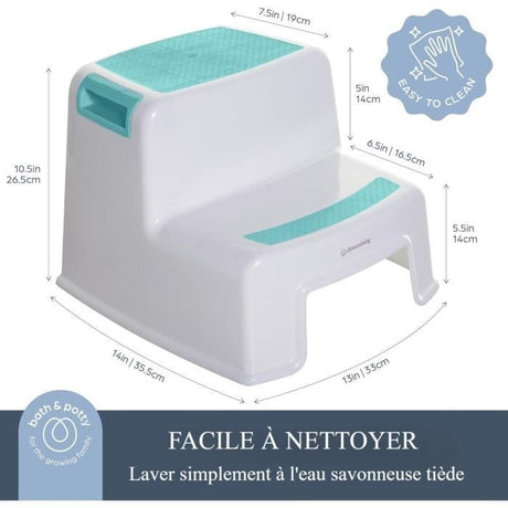 Tabouret marchepied - DREAMBABY - 2 UP - Antidérapant et texturé - Jusqu'a 80 kg pour les petits et les adultes - Aqua