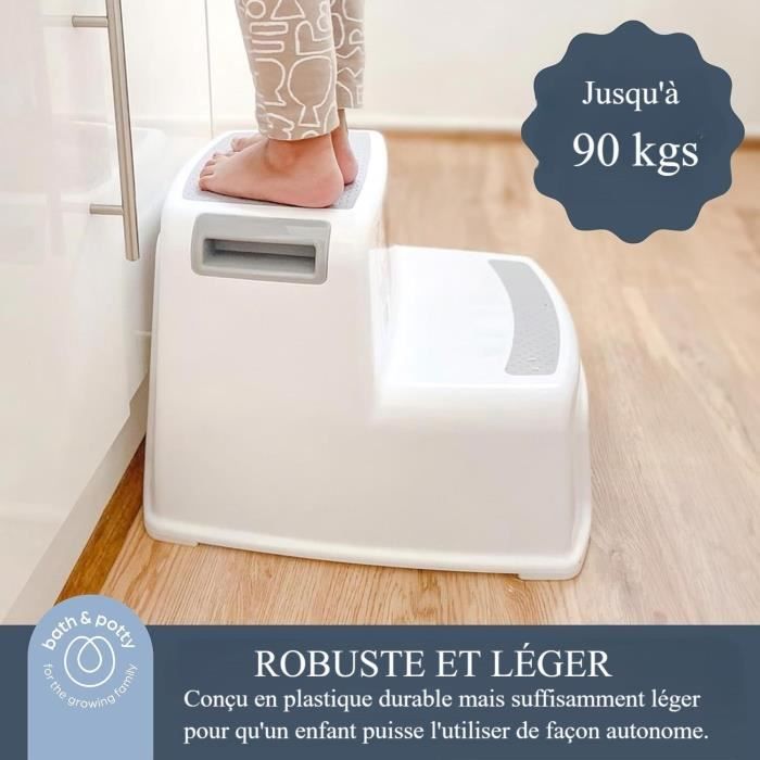 Tabouret marchepied - DREAMBABY - 2 Up - Antidérapant et texturé - Jusqu'a 80 kg pour les petits et les adultes - Gris et Noir