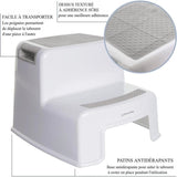 Tabouret marchepied - DREAMBABY - 2 Up - Antidérapant et texturé - Jusqu'a 80 kg pour les petits et les adultes - Gris et Noir