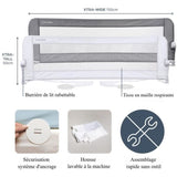 Barriere de lit Dreambaby Nicole  - lits encastrés et aux lits plats- Mesurant 150 cm de large et 50 cm de haut - Gris