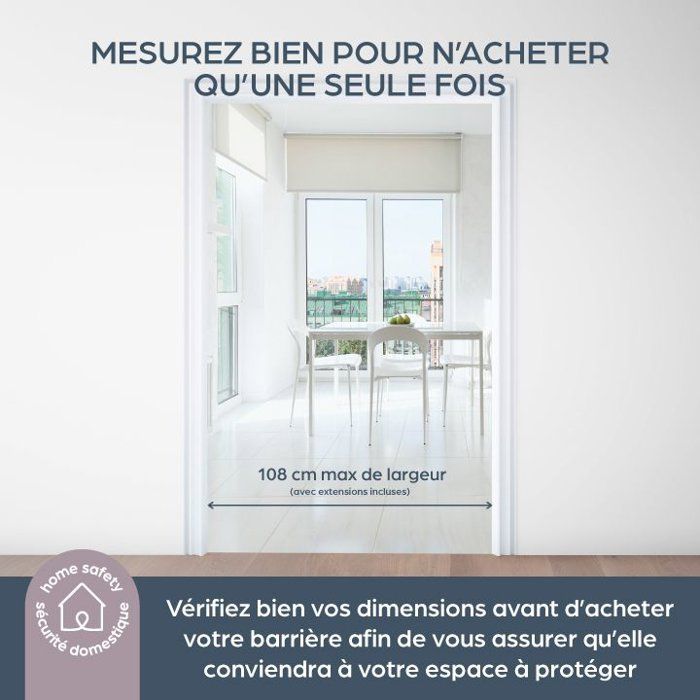 Barriere de sécurité - DREAMBABY - Ava - Montée sur pression - Pour 75-108 cm, 76 cm de hauteur