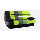Canapé convertible clic clac 3 places - Tissu motif Piste vert - L 190 x P 92 cm - DREAM - Style Contemporain