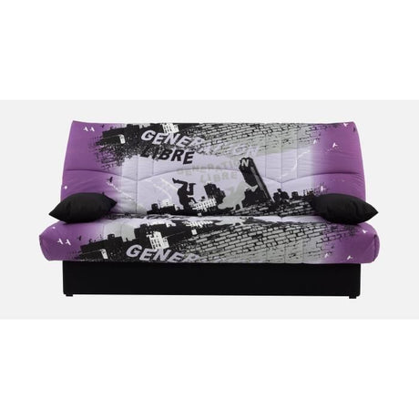 Canapé convertible clic clac 3 places - Tissu motif Street City - L 190 x P 92 cm - DREAM - Style Contemporain