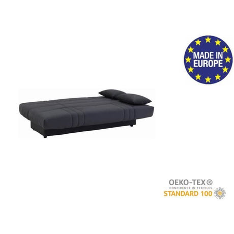 Canapé convertible clic clac 3 places - Tissu Gris anthracite - L 190 x P 92 cm - DREAM - Style Contemporain