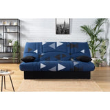 Canapé convertible clic clac 3 places - Tissu motif Bikini bleu - L 190 x P 92 cm - DREAM - Style Contemporain