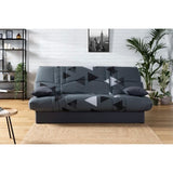 Canapé convertible clic clac 3 places - Tissu motif Bikini gris - L 190 x P 92 cm - DREAM - Style Contemporain
