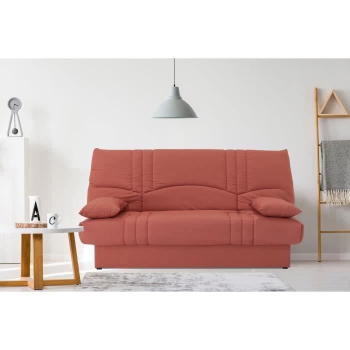 Canapé convertible clic clac 3 places - Tissu Terracotta - L 190 x P 92 cm - DREAM - Style Contemporain