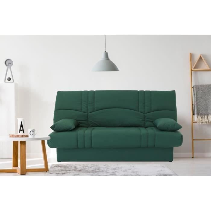 Canapé convertible clic clac 3 places - Tissu Vert foret - L 190 x P 92 cm - DREAM - Style Contemporain