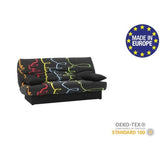 Canapé convertible clic clac 3 places - Tissu motif Graffiti - L 190 x P 92 cm - DREAM - Style Contemporain