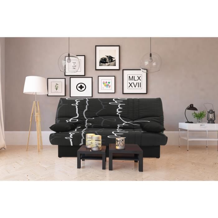 Banquette clic clac 3 places - Motif graffiti gris -  Style Contemporain - L 190 x P92 cm - DREAM