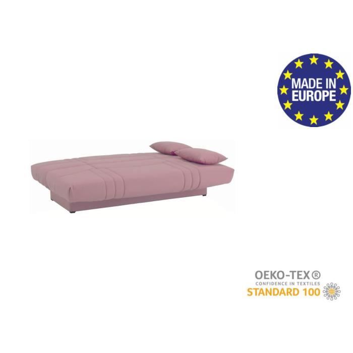 Canapé convertible clic clac 3 places - Tissu Rose - L 190 x P 92 cm - DREAM - Style Contemporain