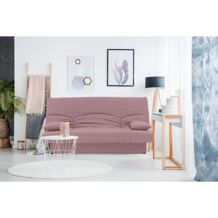 Canapé convertible clic clac 3 places - Tissu Rose - L 190 x P 92 cm - DREAM - Style Contemporain