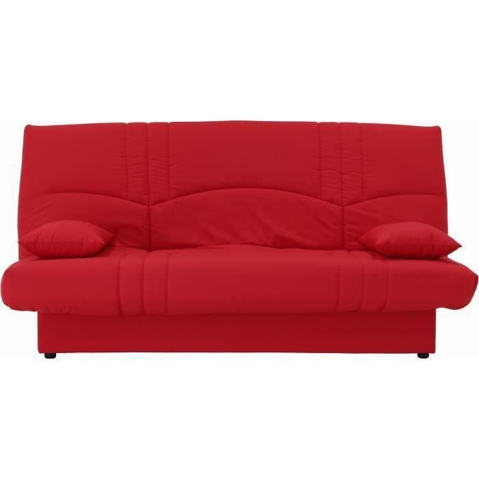 Canapé convertible clic clac 3 places - Tissu Rouge - L 190 x P 92 cm - DREAM - Style Contemporain