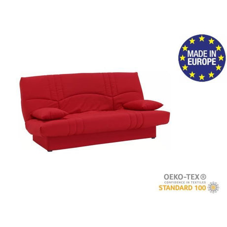 Canapé convertible clic clac 3 places - Tissu Rouge - L 190 x P 92 cm - DREAM - Style Contemporain