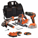 Pack 3 outils - DUAL POWER - 20 V - Meuleuse d'angle + perceuse/visseuse + scie sauteuse - 2 batteries et chargeur - Sac