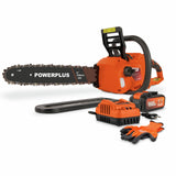 Tronçonneuse a Batterie - Dual Power - POWDPGCSS2 - Élagueuse sur batterie de 40 V - Guide de 350 mm - Batterie et chargeur inclus