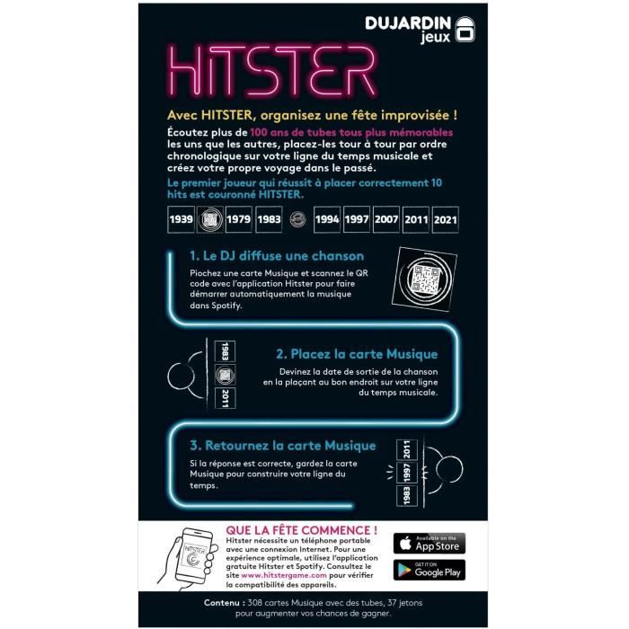 Hitster - Jeu de société - DUJARDIN - Plongez dans l'univers musical avec HITSTER et revivez 100 ans de hits !