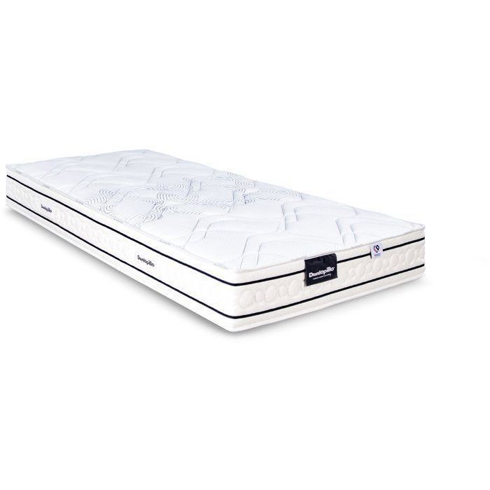 Matelas 90x190 marque DUNLOPILLO - Hauteur 20 cm Ressorts ensachés - Dunloflex - 5 zones - Soutien Equilibré - Fabriqué en France