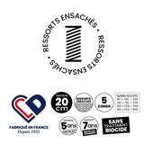 Matelas 90x200 marque DUNLOPILLO - Hauteur 20 cm Ressorts ensachés - Dunloflex - 5 zones - Soutien Equilibré - Fabriqué en France