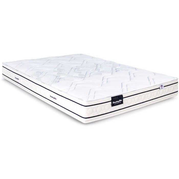 Matelas 140x190 marque DUNLOPILLO - Hauteur 20 cm Ressorts ensachés - Dunloflex - 5 zones - Soutien Equilibré - Fabriqué en France