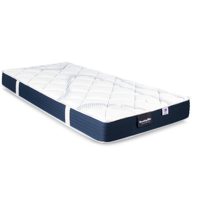 Ensemble matelas sommier  90x190 marque DUNLOPILLO - Hauteur 18 cm - Mousse Aérial - Soutien Ferme - Fabriqué en France