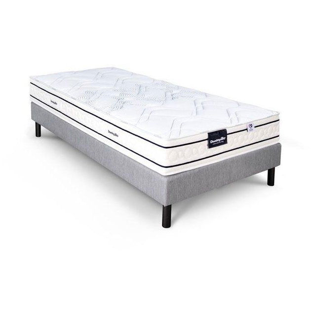 Ensemble matelas sommier  90x200 marque DUNLOPILLO - Hauteur 20 cm - Ressorts ensachés -5 zones - Equilibré - Fabriqué en France