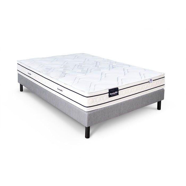 Ensemble matelas sommier  160x200 marque DUNLOPILLO - Hauteur 20 cm - Ressorts ensachés -5 zones - Equilibré - Fabriqué en France