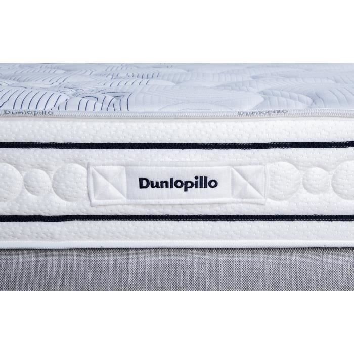 Ensemble matelas sommier  160x200 marque DUNLOPILLO - Hauteur 20 cm - Ressorts ensachés -5 zones - Equilibré - Fabriqué en France