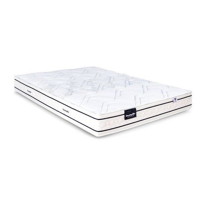 Ensemble matelas sommier 180x200 (2x90) marque DUNLOPILLO -Hauteur 20 cm - Ressorts ensachés -Soutien Equilibré - Fabriqué en France
