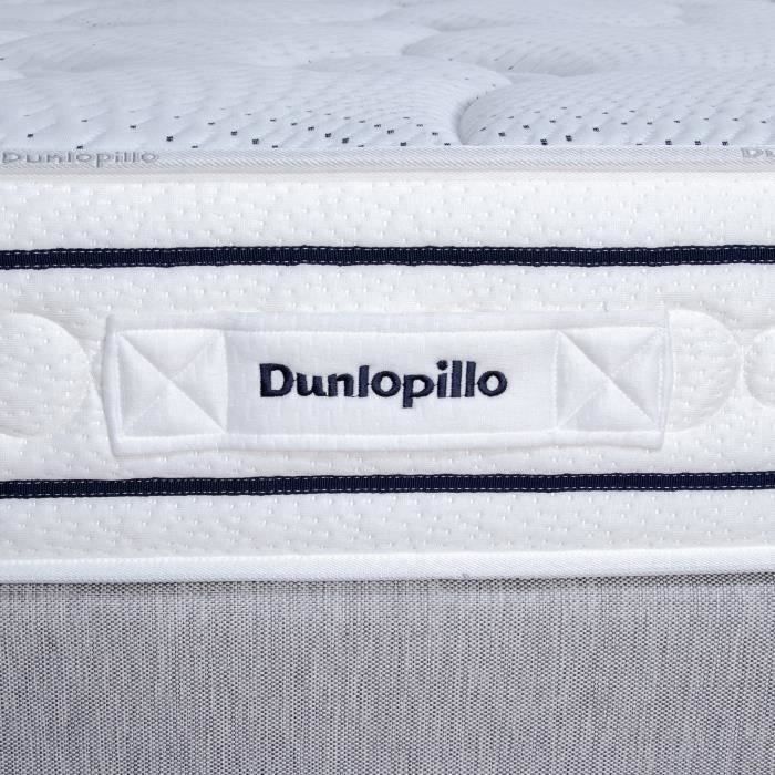 Ensemble matelas sommier  90x190 marque DUNLOPILLO Hauteur 21 cm - Latex - Aération -7 zones- Soutien Équilibré - Fabriqué en France
