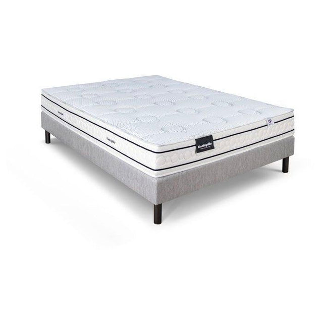 Ensemble matelas sommier  160x200 marque DUNLOPILLO Hauteur 21 cm- Latex -Aération -7 zones- Soutien Équilibré - Fabriqué en France