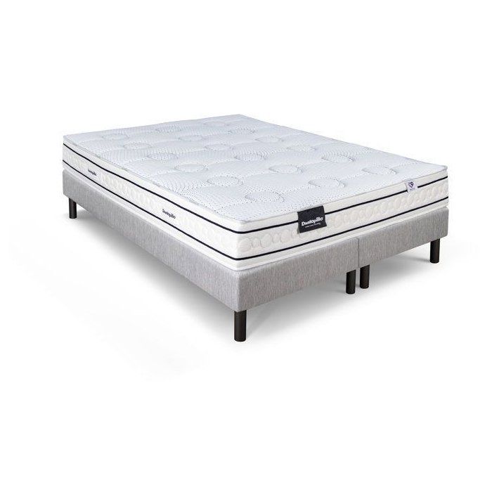 Ensemble matelas sommier  180x200 (2x90)marque DUNLOPILLO Hauteur 21 cm- Latex -7 zones - Soutien Équilibré - Fabriqué en France