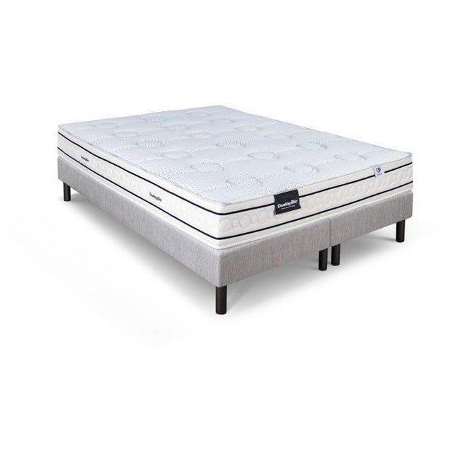 Ensemble matelas sommier  180x200 (2x90)marque DUNLOPILLO Hauteur 21 cm- Latex -7 zones - Soutien Équilibré - Fabriqué en France