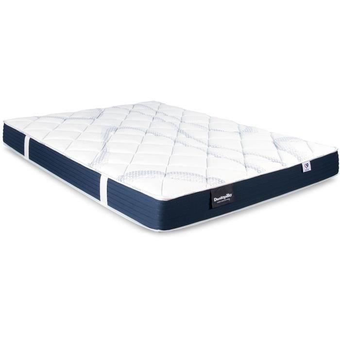 Ensemble matelas sommier  160x200 (2x80)  marque DUNLOPILLO - Hauteur 18 cm - Mousse Aérial - Soutien Ferme - Fabriqué en France