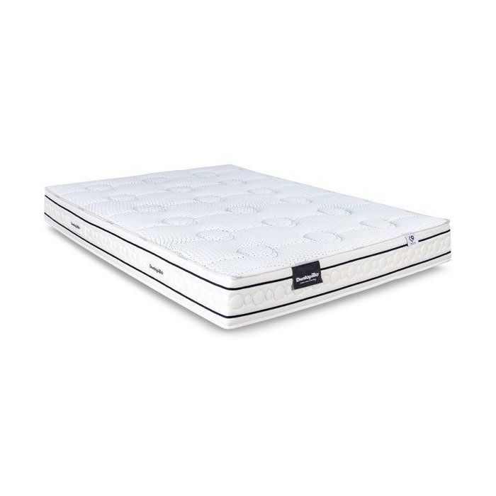 Ensemble matelas sommier  160x200 (2x80)marque DUNLOPILLO Hauteur 21 cm- Latex -7 zones - Soutien Équilibré - Fabriqué en France